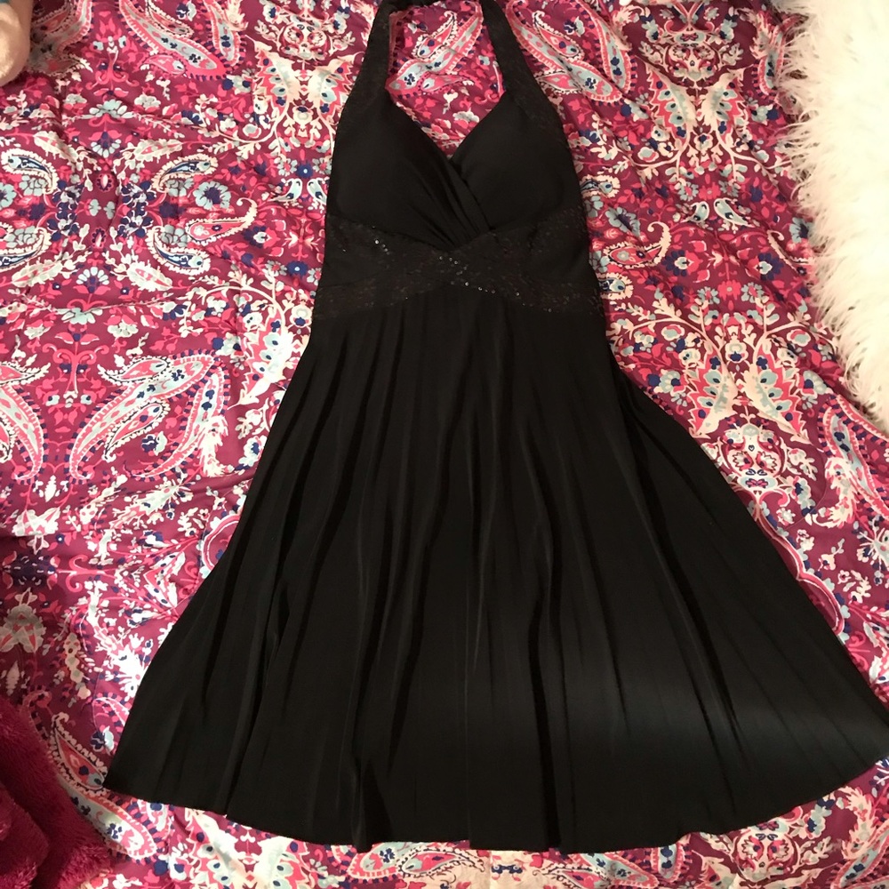 Sequined halter cocktail dress